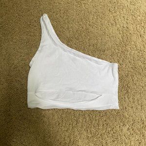 Me to We white one shoulder top with cut out